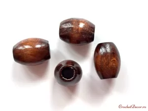 7_Capete pentru sireturi_Margele din lemn_Model 2 Maro Inchis_Medii_1,7 cm