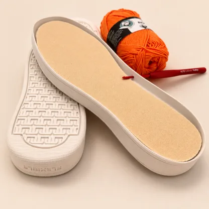 Talpa TIM albă — branț interior și talpă cauciuc exterior pentru sneakers croșetați